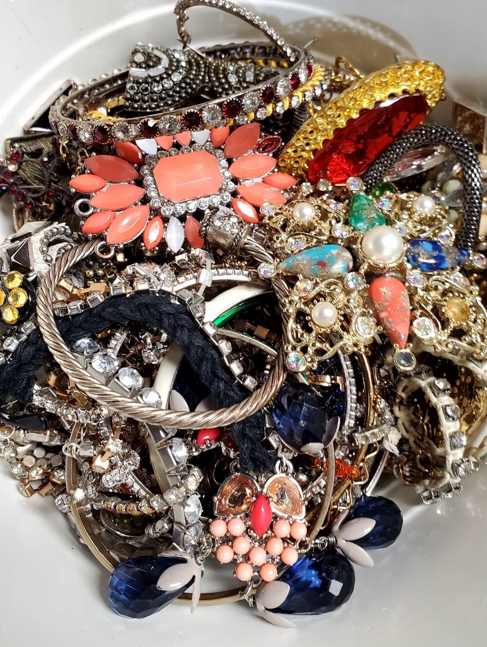 Rhinestone Harvest Junk Jewelry Lot for Crafting Creating Repairing